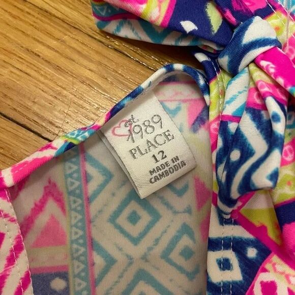 The Children’s Place NWOT Tropical Multicolor One Piece Swimsuit Girls Size 12 - Picture 4 of 6